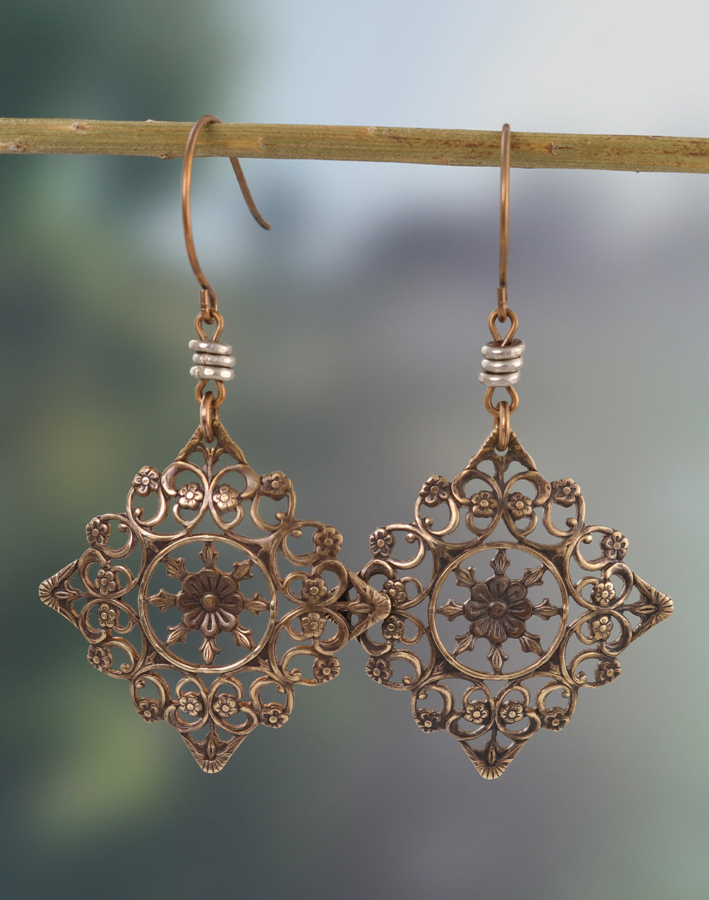 Filigree copper earrings