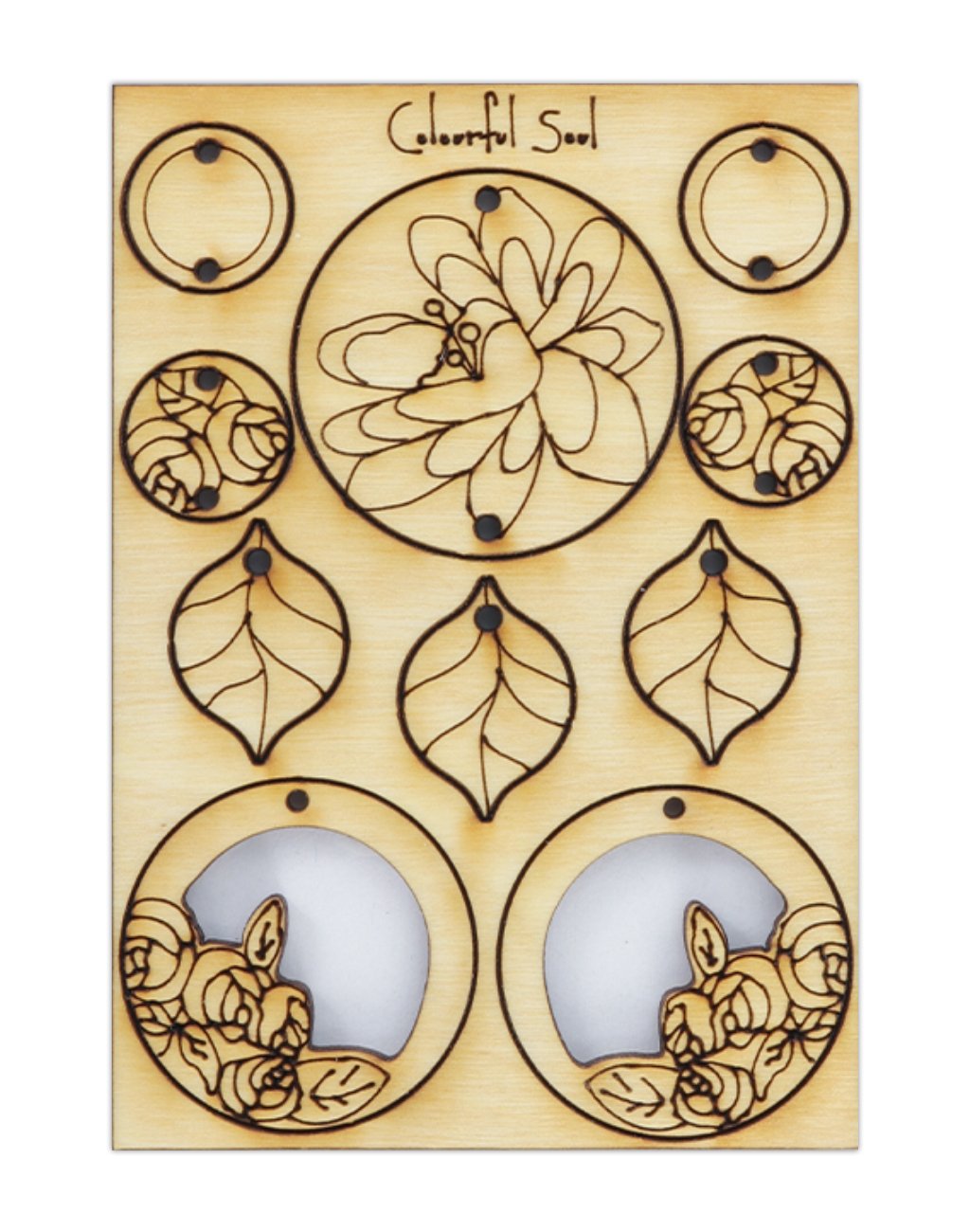Wooden Craft Shapes with Floral Designs