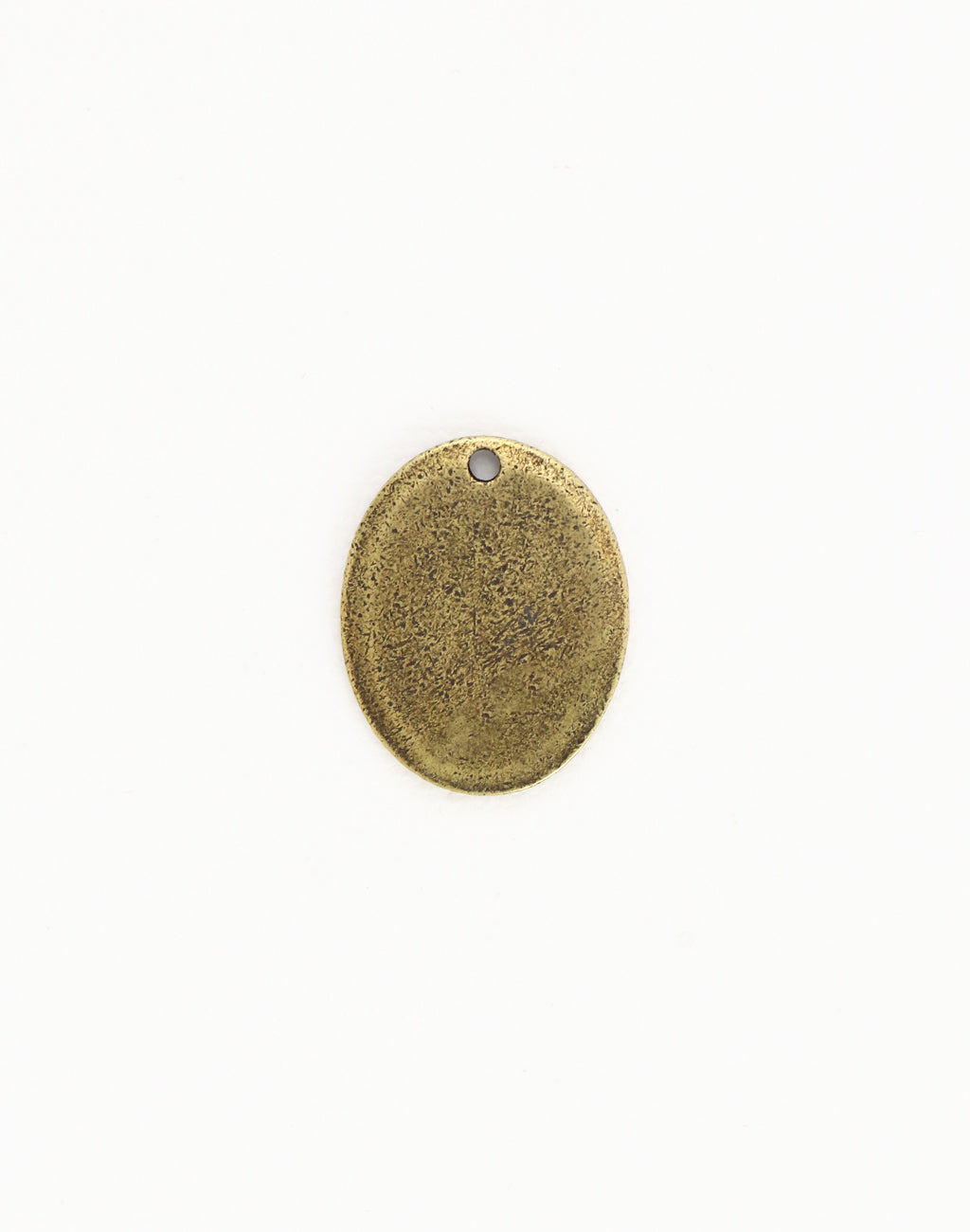 Antique brass oval tag back view