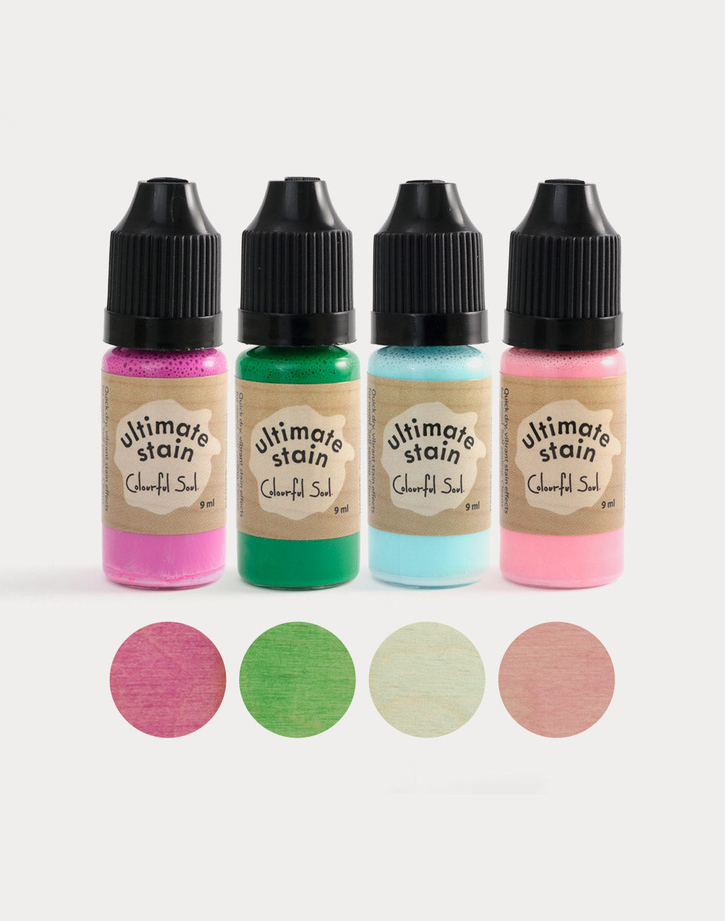 Colorful stains in garden-inspired hues