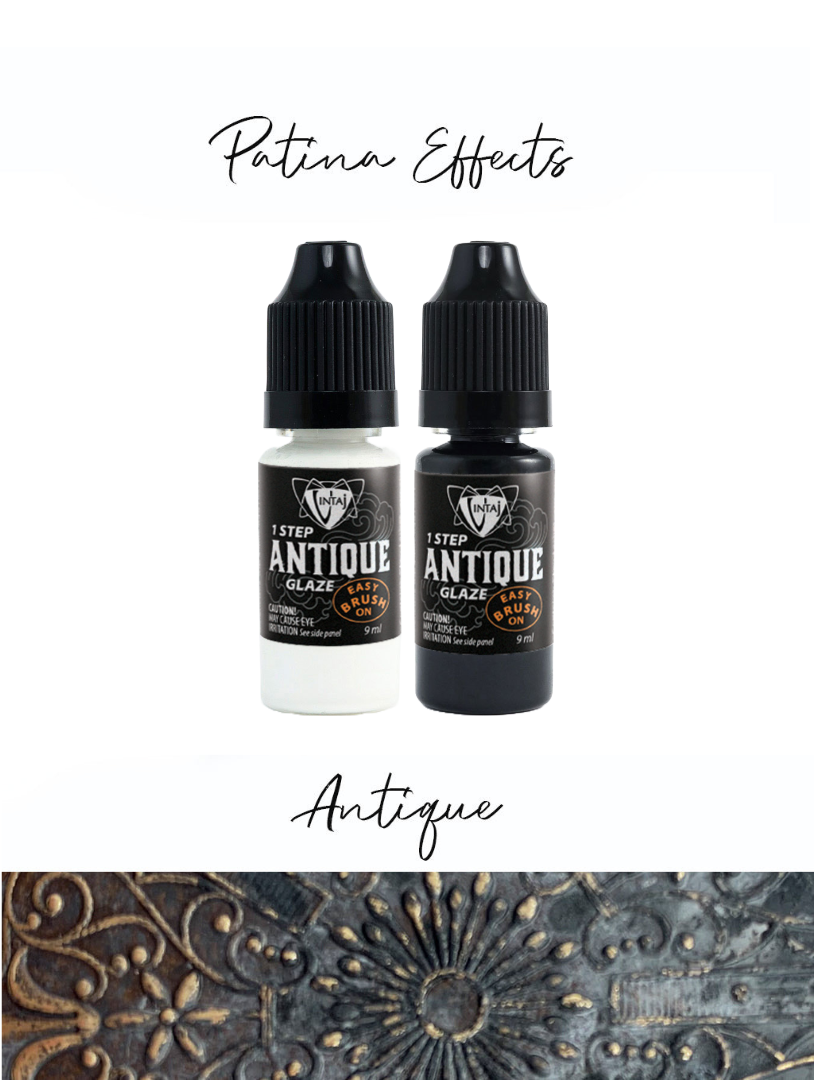 Patina Effects Antique Glaze bottles & decorative example