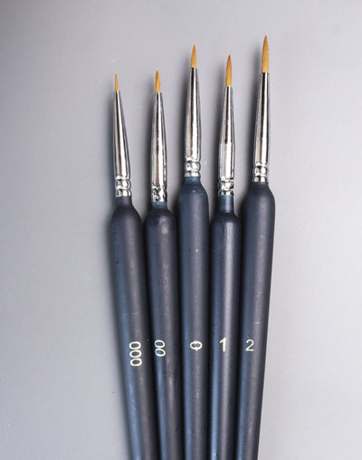 Set of fine-tip paint brushes for detail work