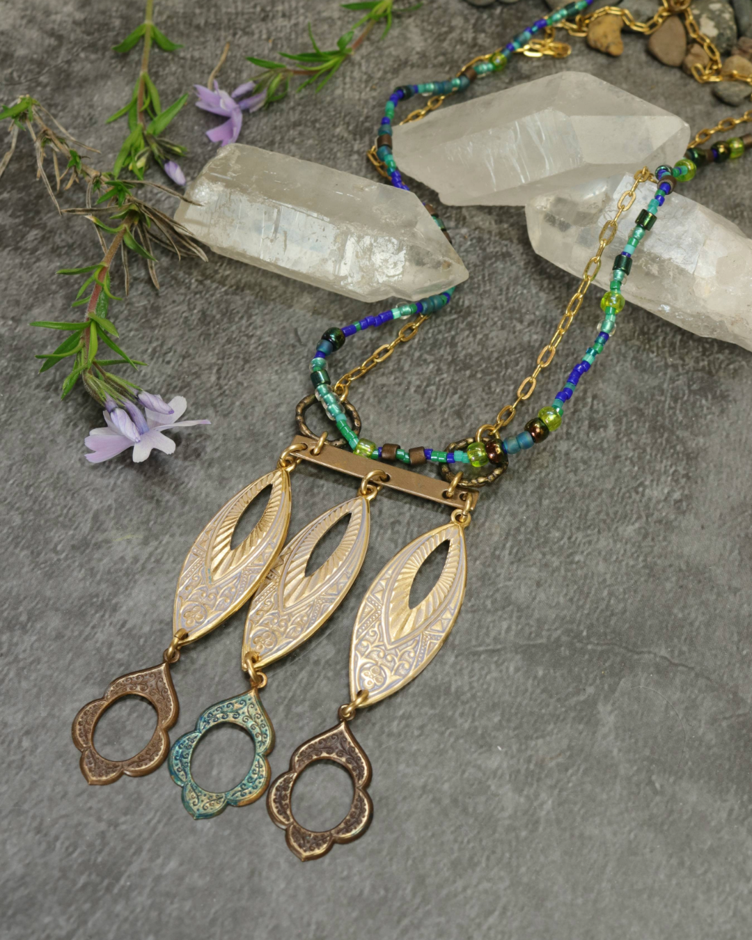 Boho pendant necklace