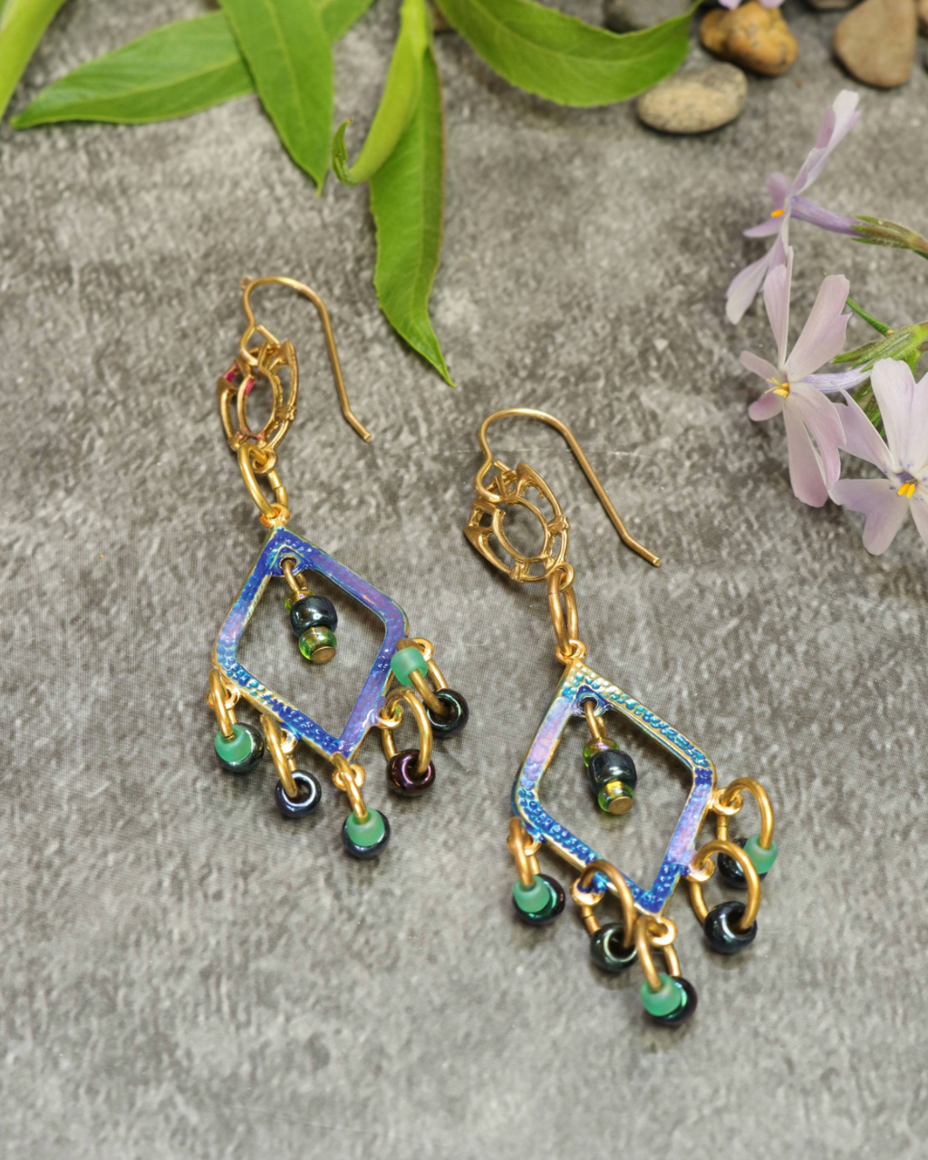 Blue & Green Dangle Earrings