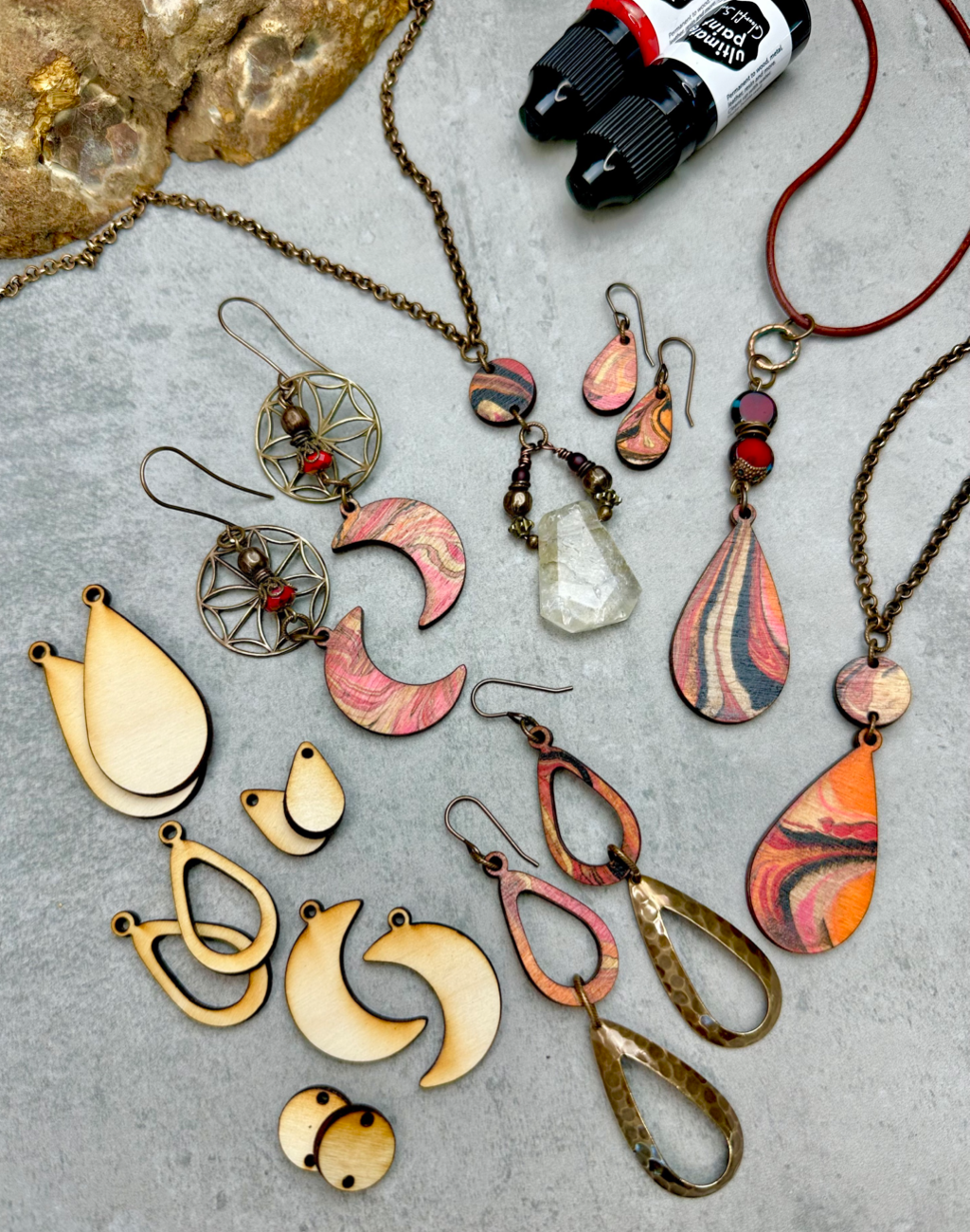 Moon Drop Blank Shapes, Jewelry Pop Outs (1 panel, 10pcs/ea)