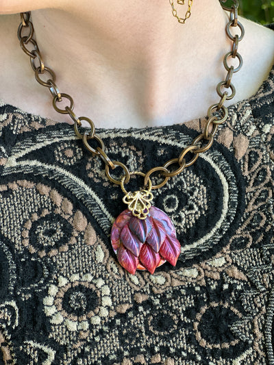 Handmade floral pendant necklace, 96E4478E-BC87-4FD8-A93A-6FFCDF86DA01