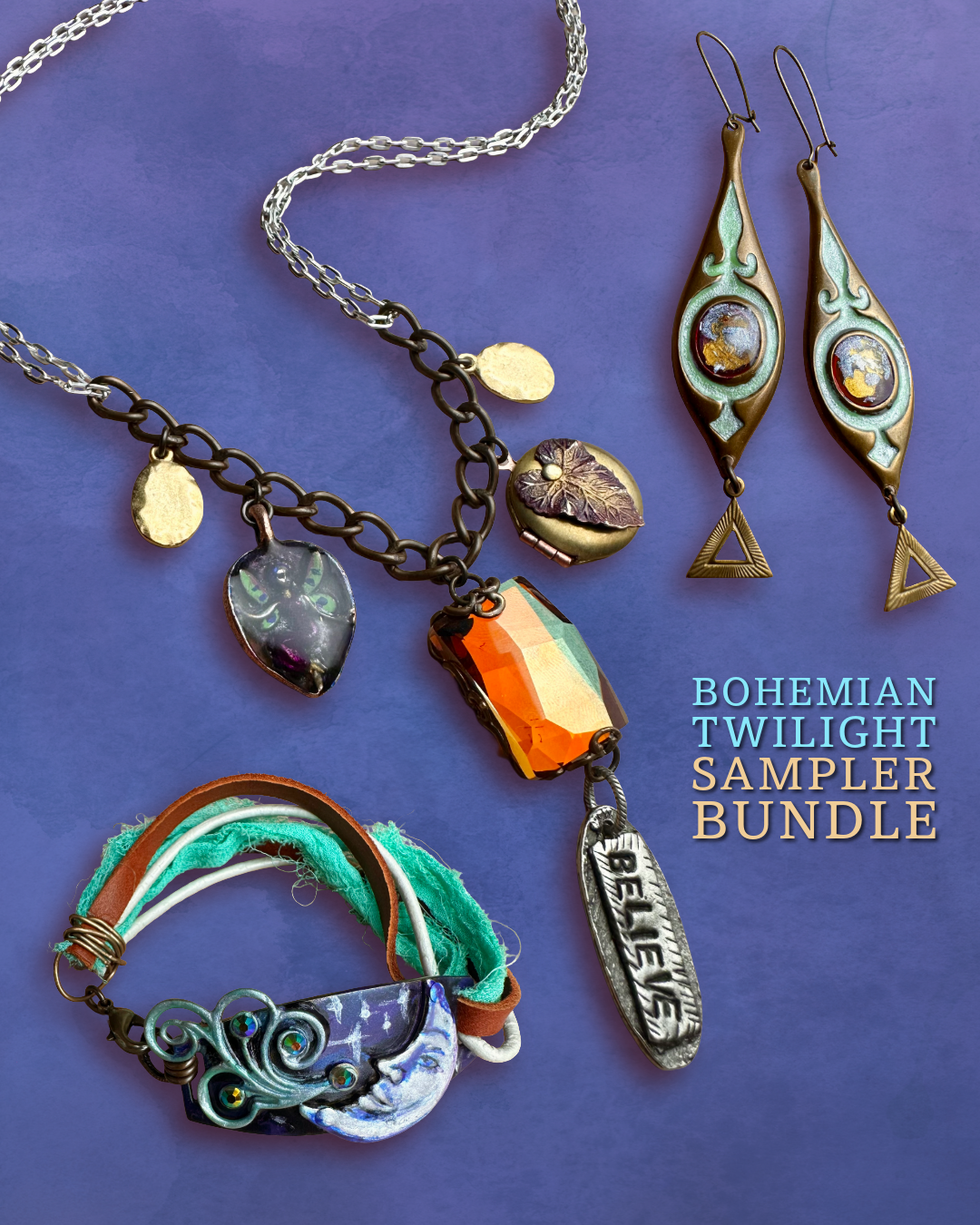 Bohemian Twilight Necklace, Bracelet & Earrings Sampler Bundle!