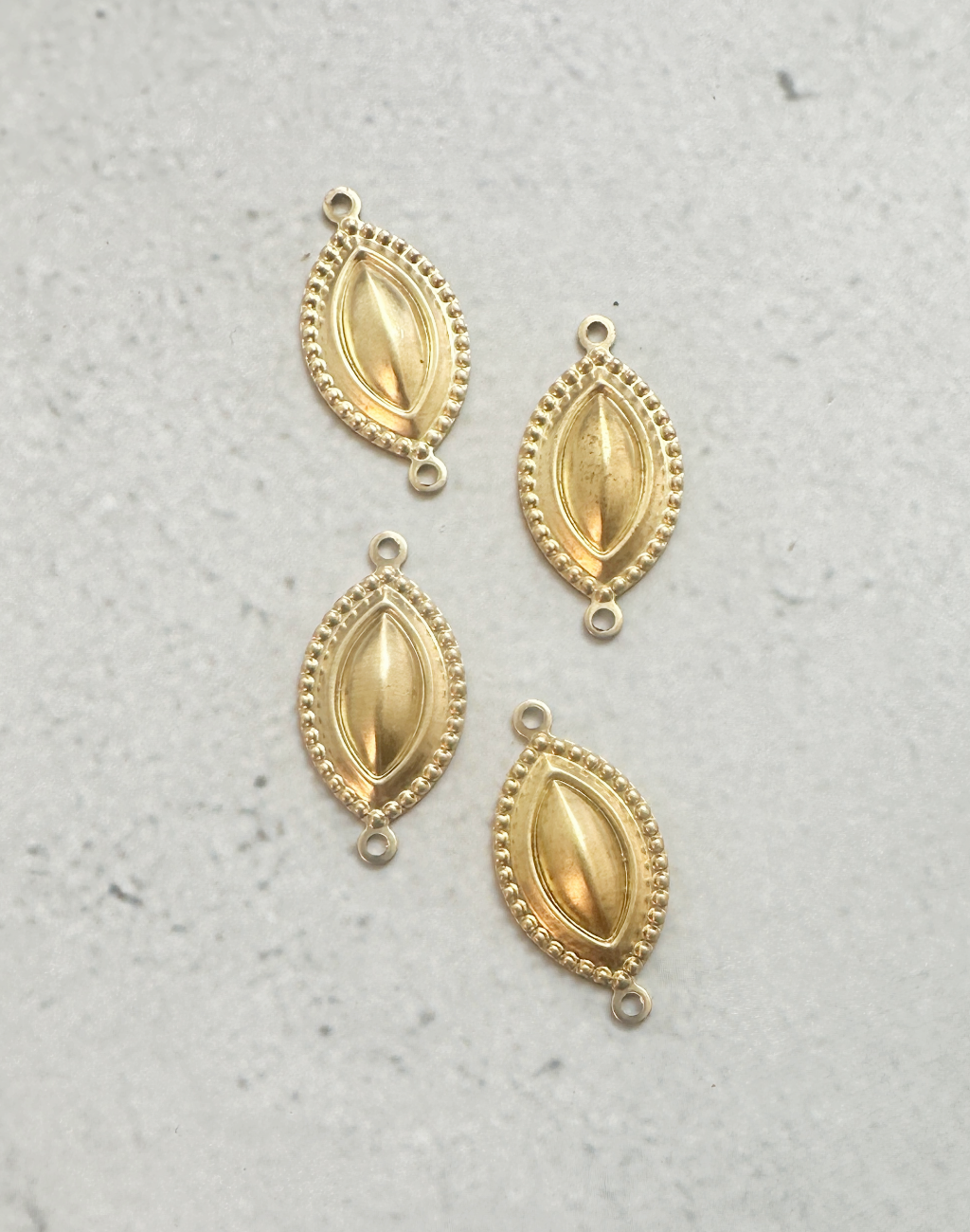 Gold beaded oval charm connectors
