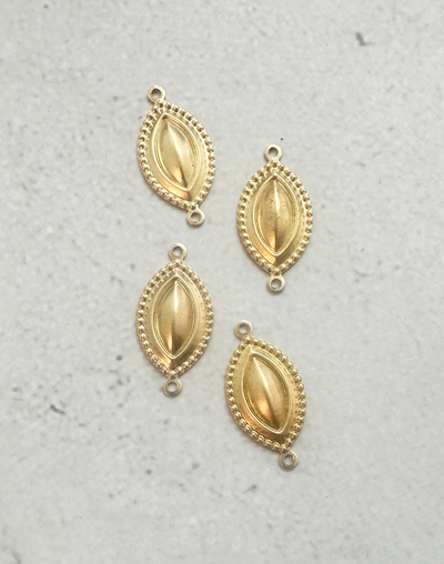 Gold beaded oval charm connectors