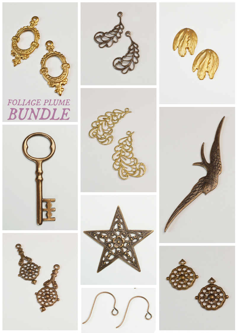 Foliage Plume Bundle - Assorted Jewelry Findings