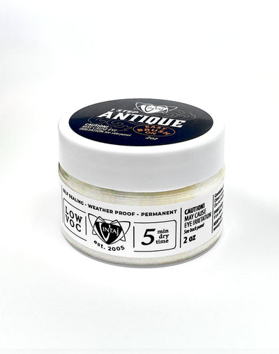 Antique wax jar - weather proof, permanent, 2 oz