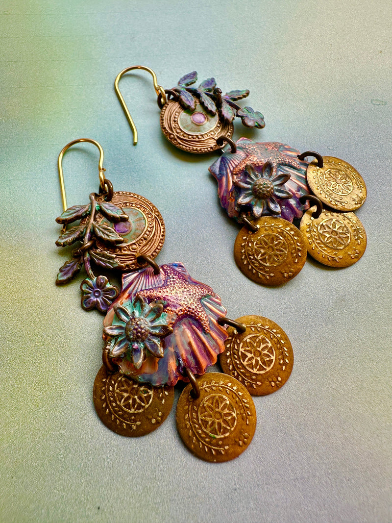 Bohemian earrings with coin charms (D7B4D47A-7C69)