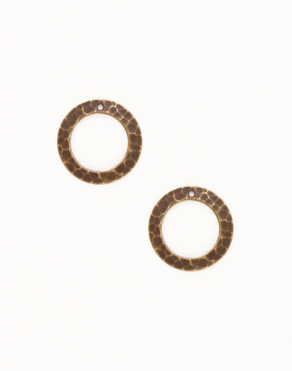 Hammered brass circle earrings