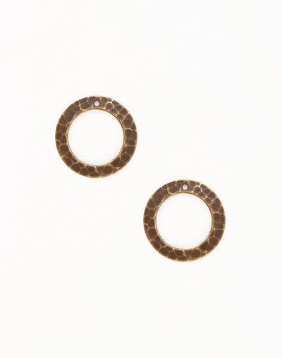 Hammered brass circle earrings