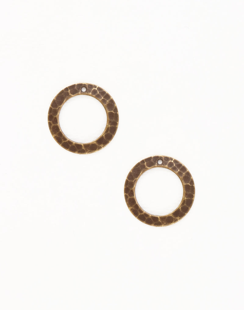 Hammered brass circle earrings
