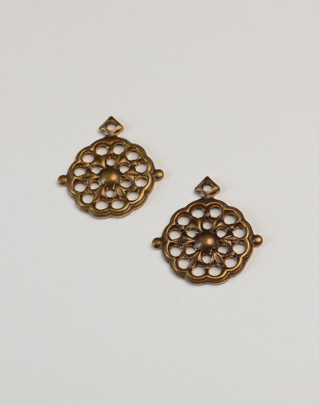 Pair of antique brass decorative drawer pulls