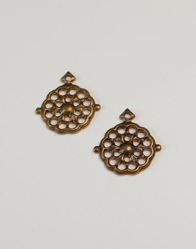 Pair of antique brass decorative drawer pulls
