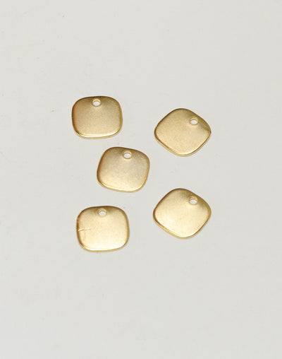 Five gold square charms with hole