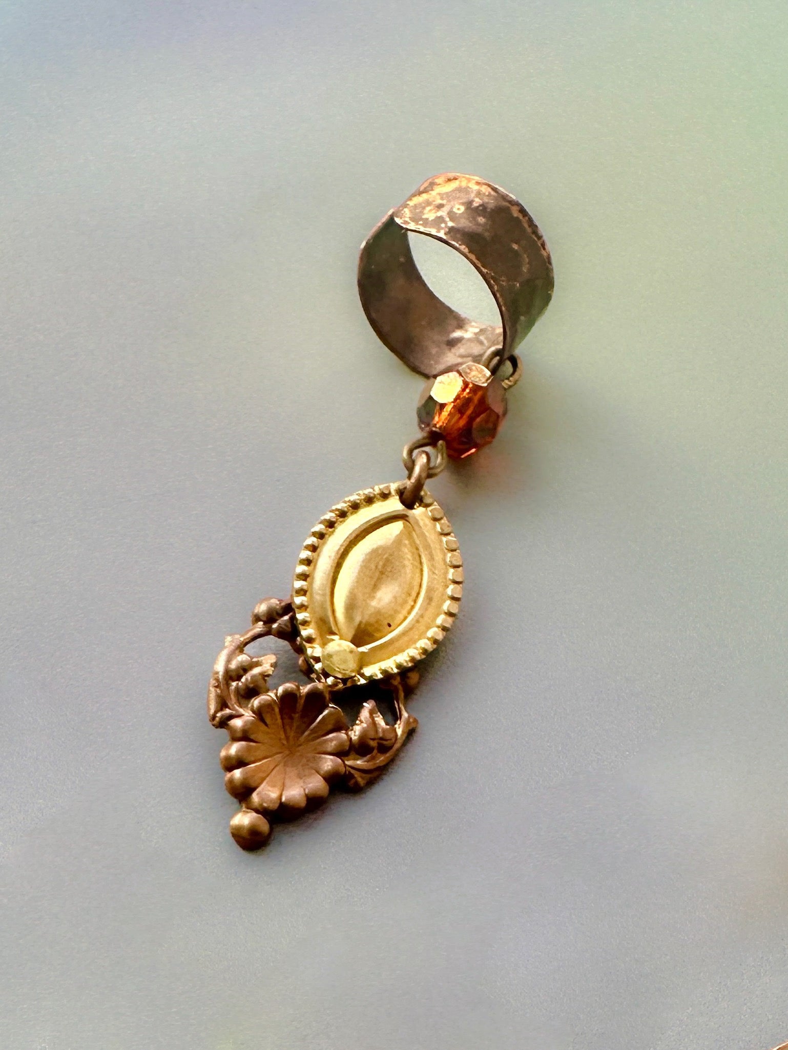 Vintage gold pendant with amber bead, F60F9B49-C1E0-4205-8BE9-BD4E9B79BA46