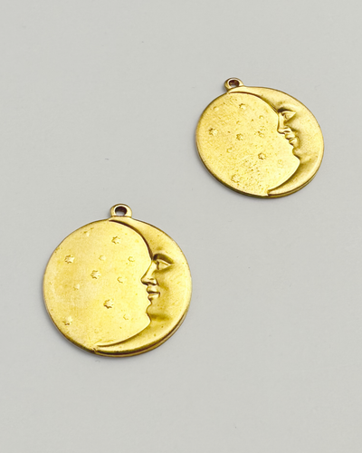Moon Face Charm, 19x18mm, (2pcs)