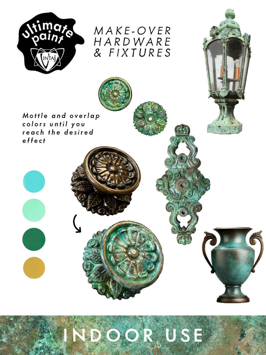Makeover hardware with mottle paint effect