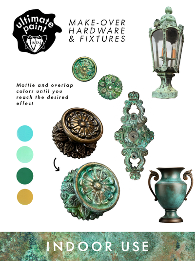Makeover hardware with mottle paint effect