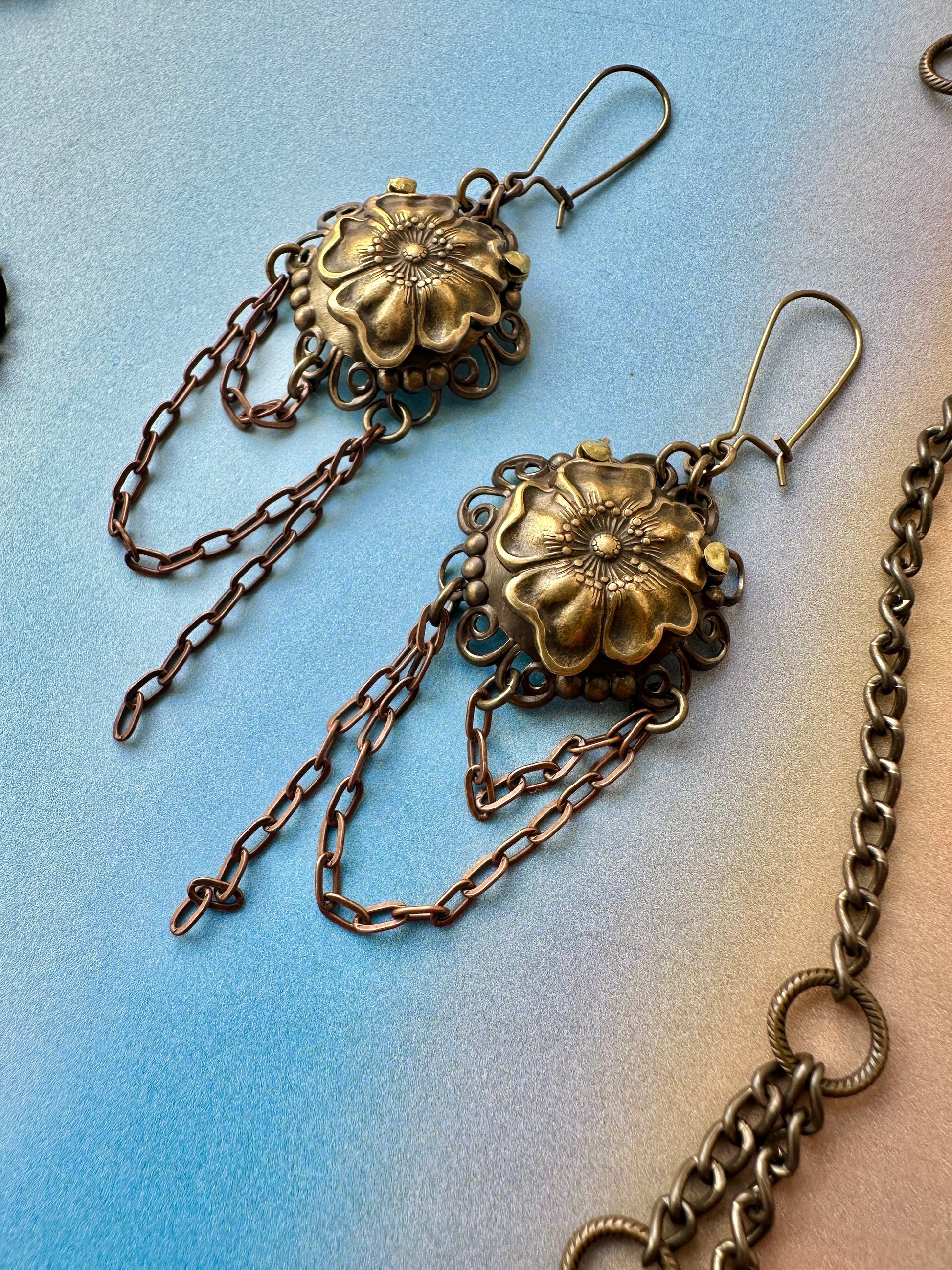 Dapping Enamel Class Necklace Earrings Sampler