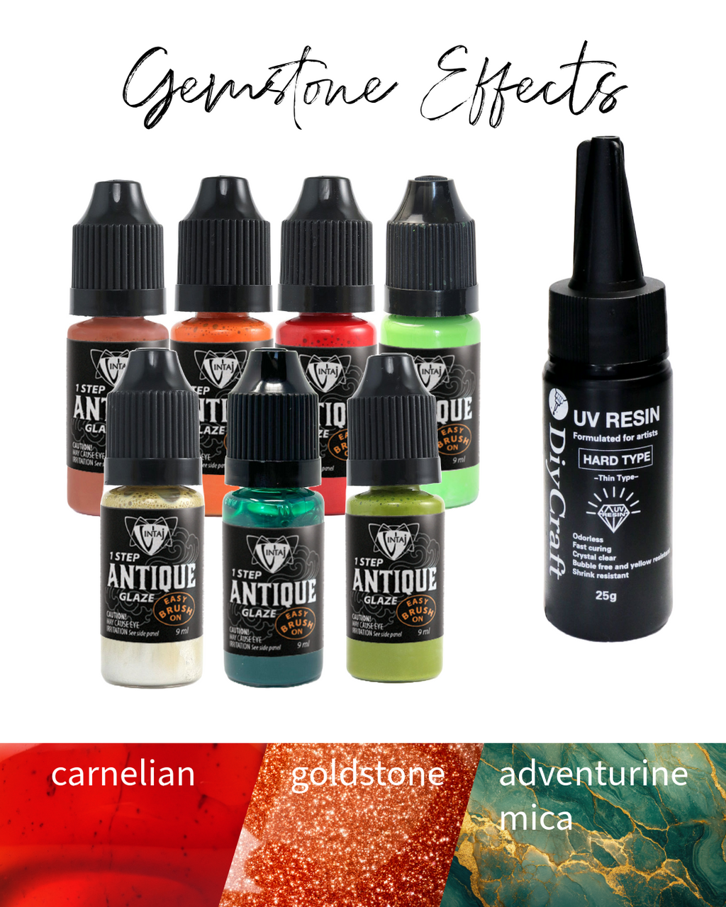 Gemstone Effects Kit - Carnelian, Goldstone & Aventurine Mica