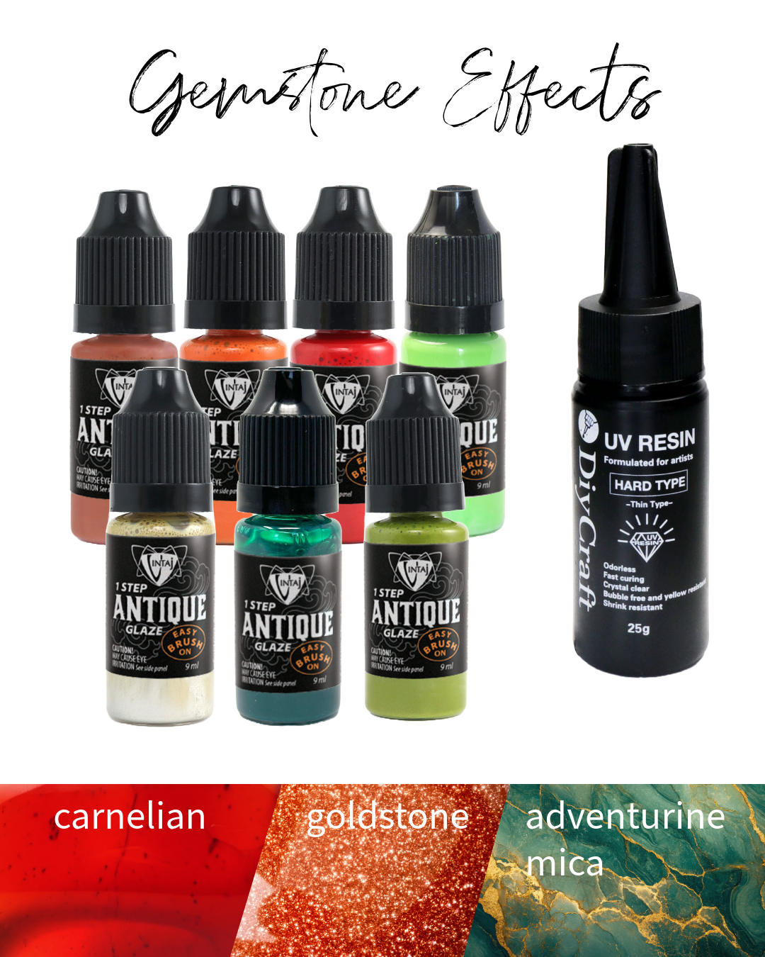 Gemstone Effects Kit - Carnelian, Goldstone & Aventurine Mica