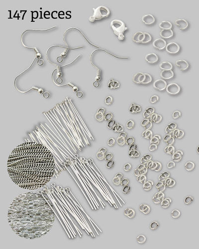 Sterling Silver Plate MEGA Findings Assortment (147 pcs)