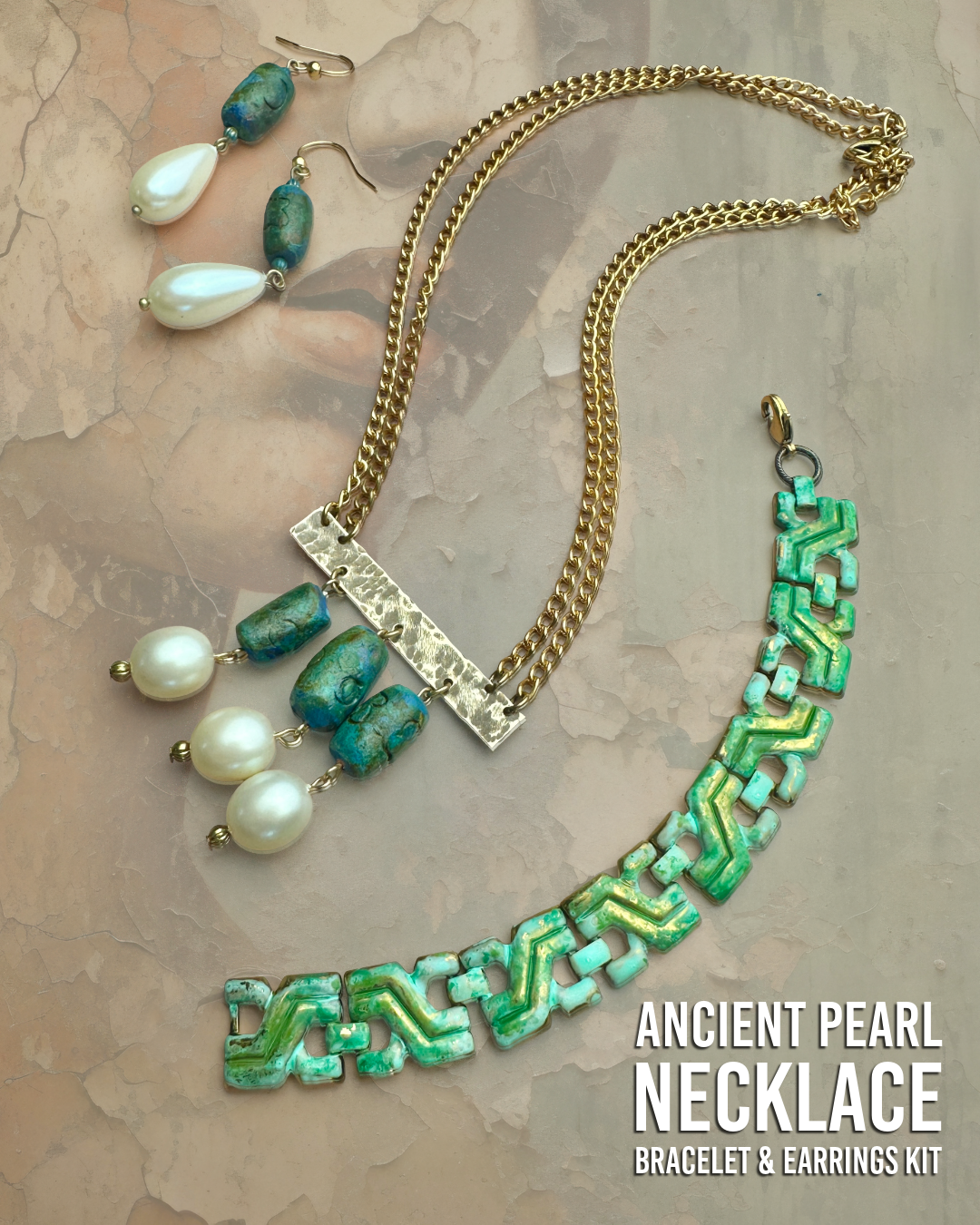 Ancient Pearl Necklace Bracelet & Earrings Complete Kit!