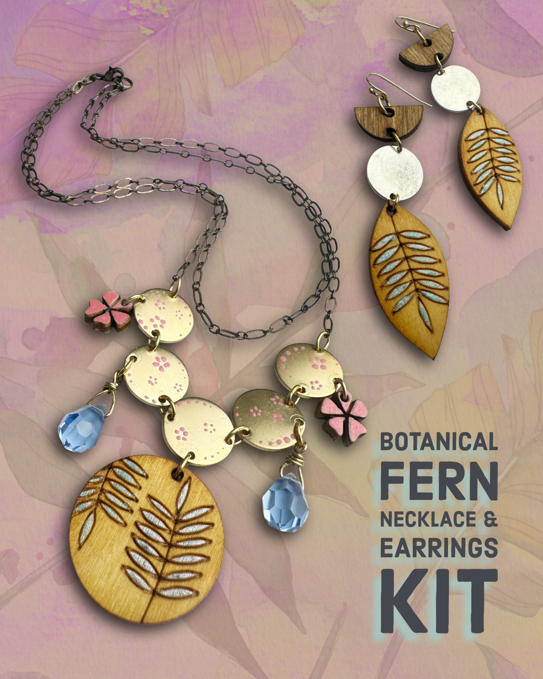 Botanical Fern Necklace & Earrings Complete Kit