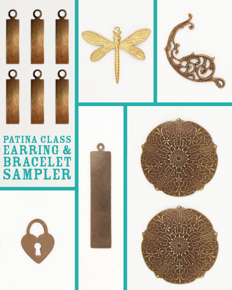 Various brass metal jewelry charms.