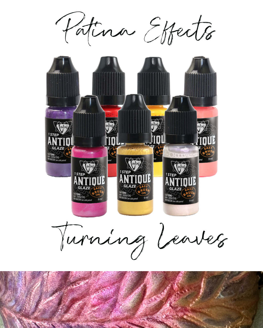 Bottles of colorful antique glaze.