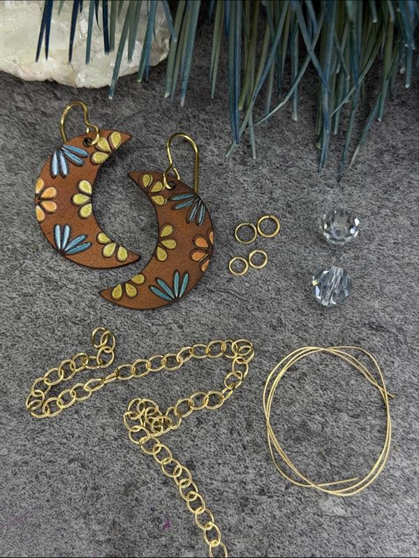 Southwest Moon Leather Earrings Complete Kit