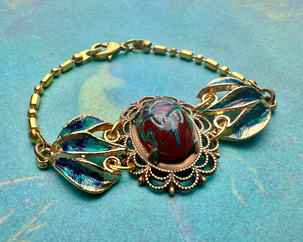 Egyptian Scarab Bracelet & Earrings Kit