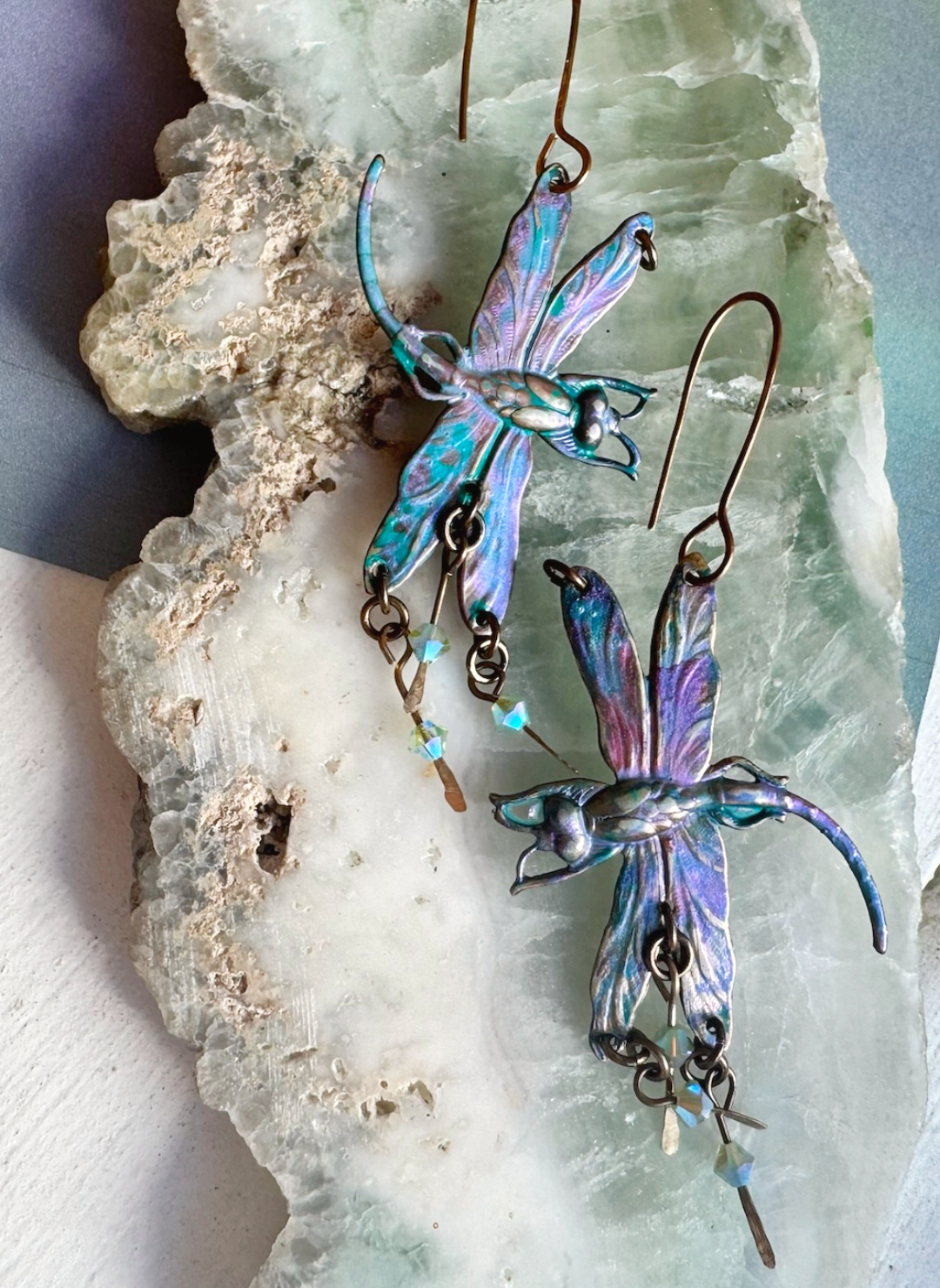 Dragonfly earrings on display