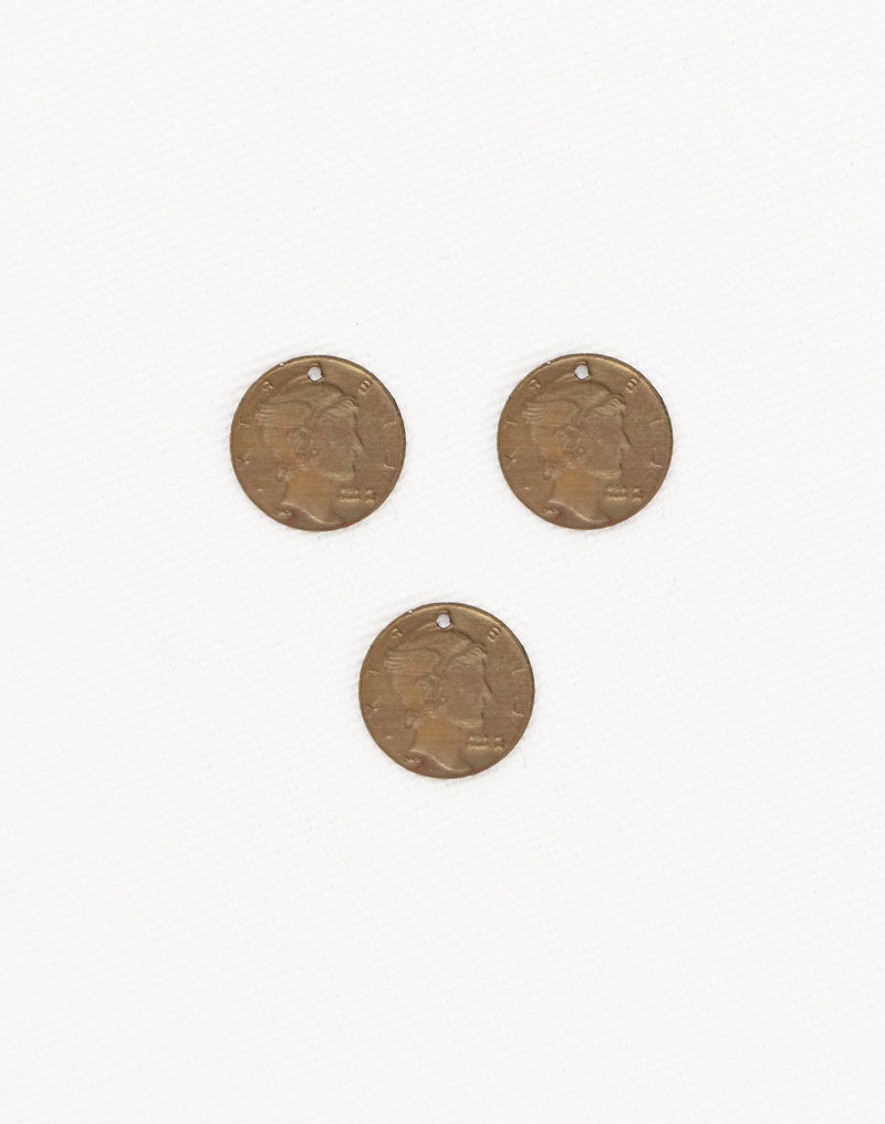 Mercury Head Coin, 13mm, (3pcs)