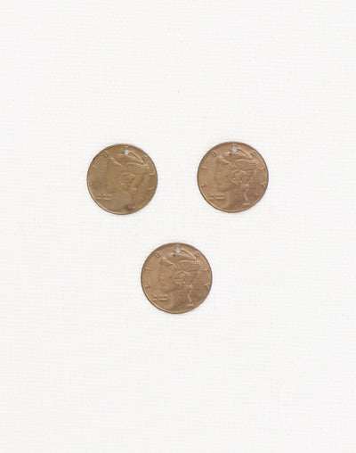 Mercury Head Coin, 13mm, (3pcs)