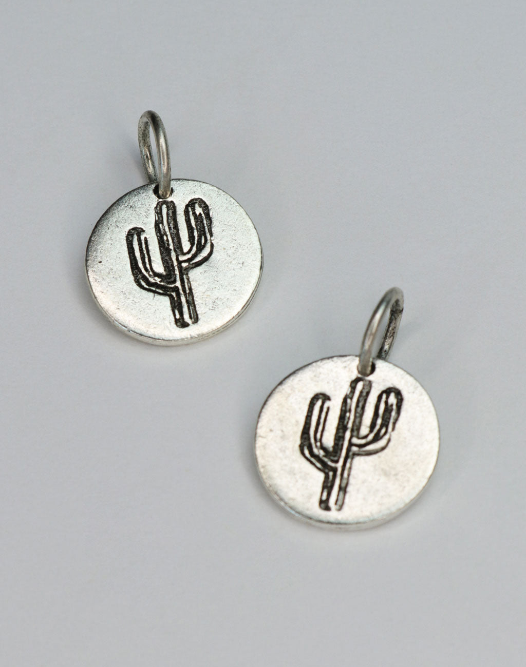 Cactus Circle Charm, 14mm  (2pc)