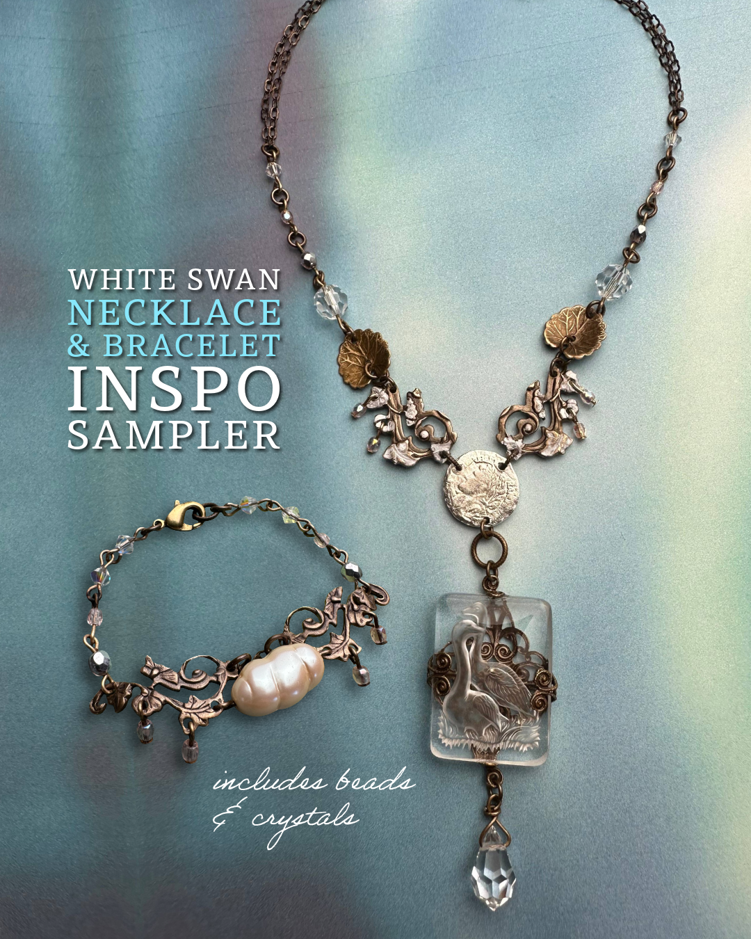 White Swan Necklace & Bracelet Inspo Bundle