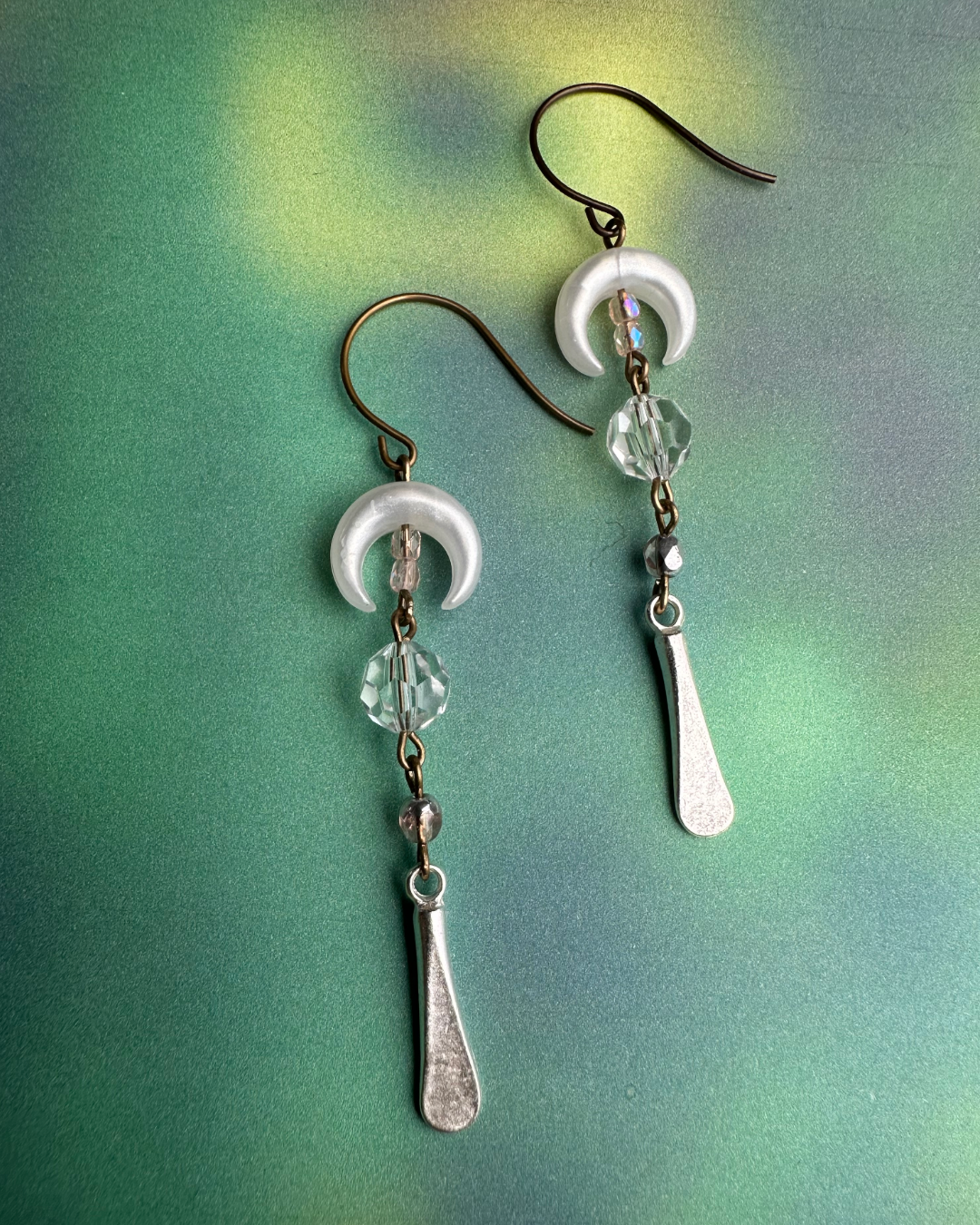 White Swan Crescent Moon Earrings Complete Kit