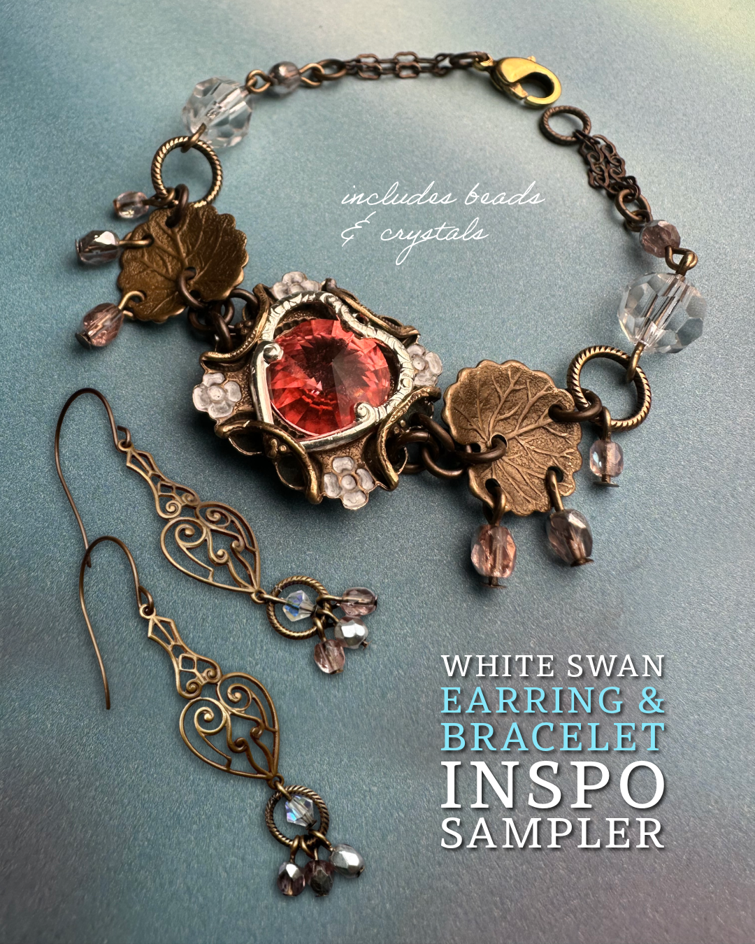 White Swan Bracelet & Earrings Inspo Bundle