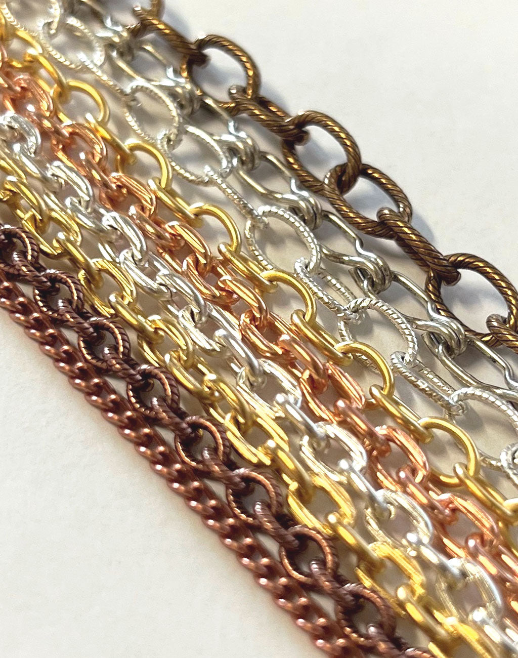 Chain sampler kit with various metal chain styles