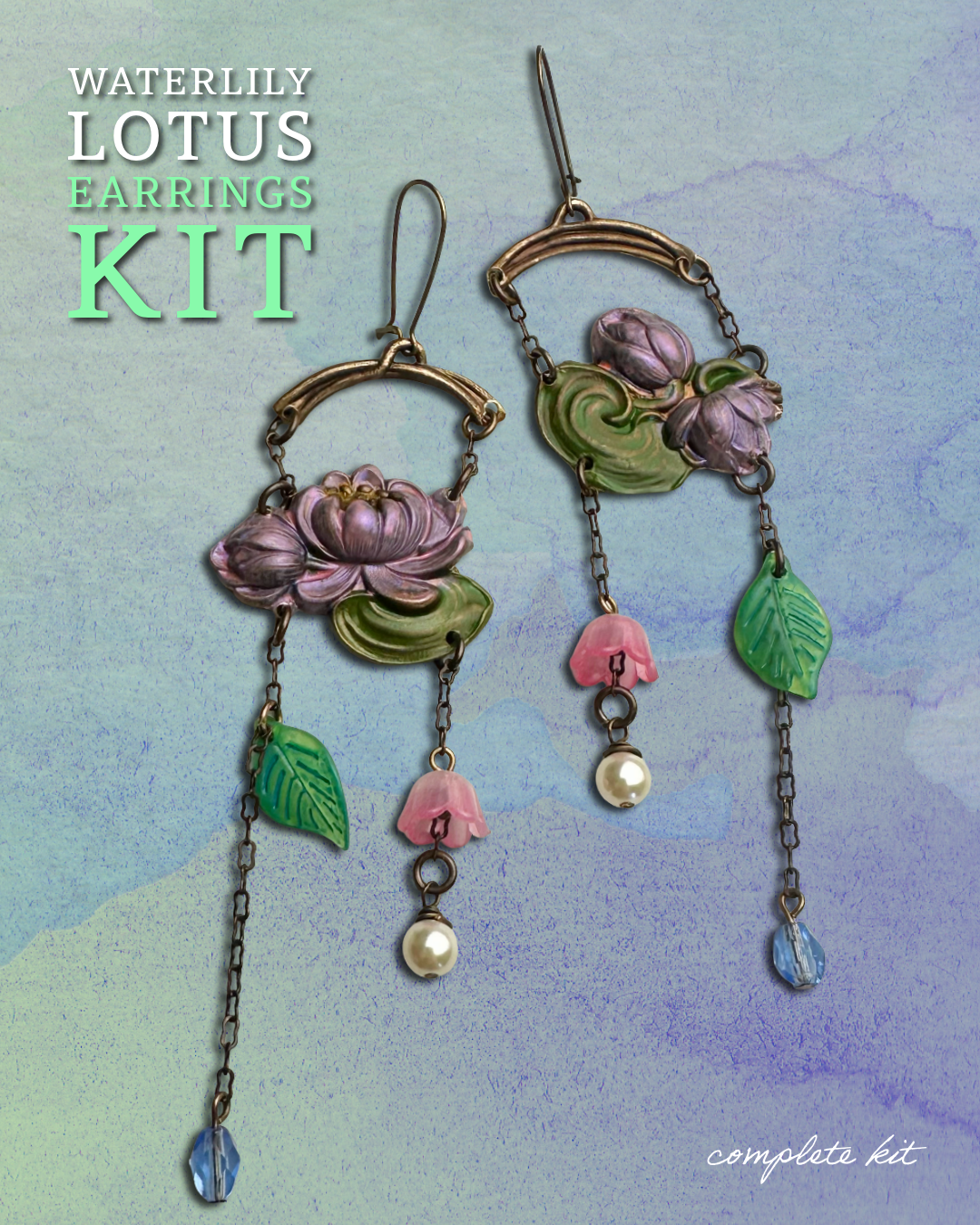 Waterlily Lotus Earrings Complete Kit