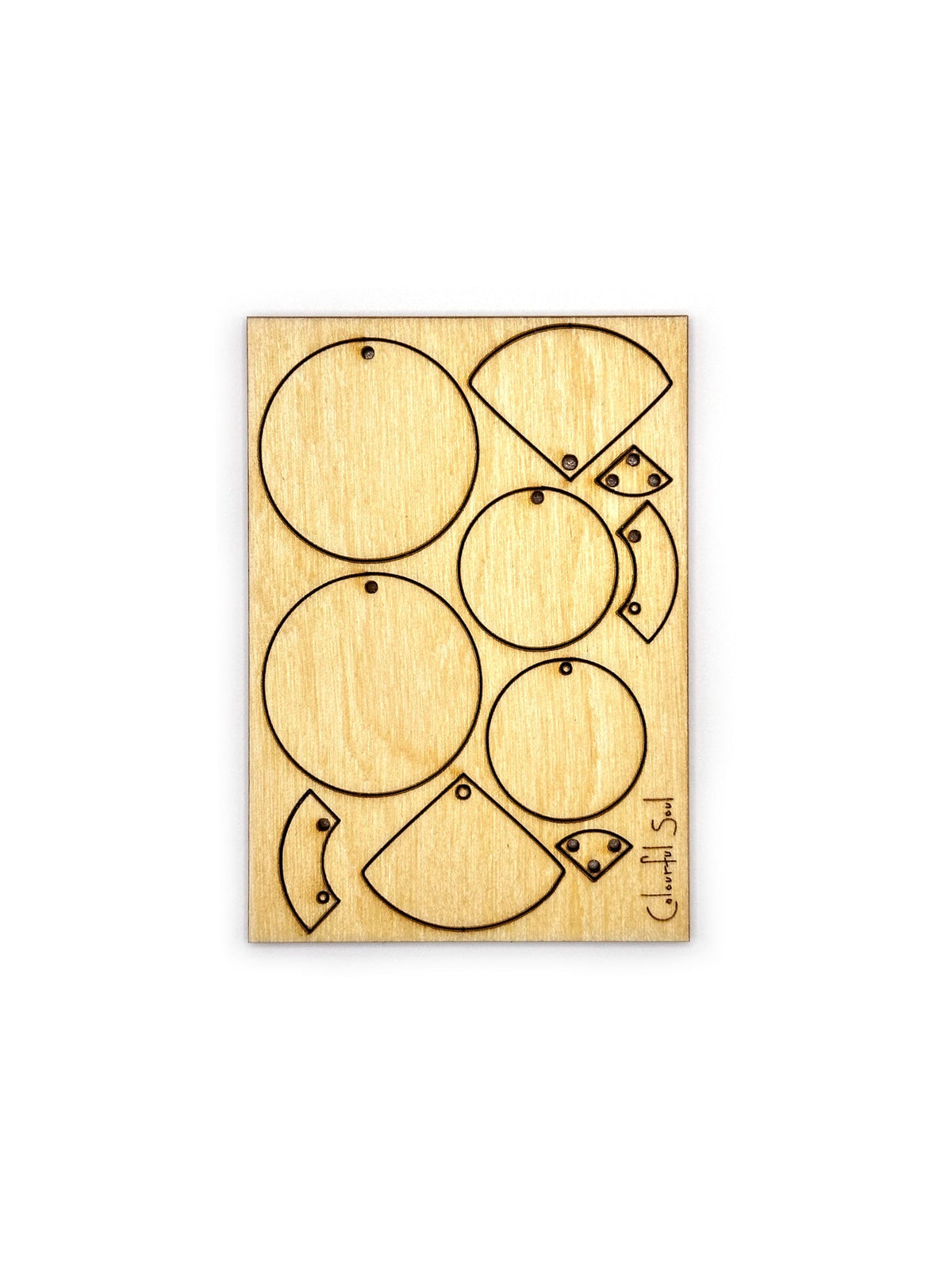 Wooden triangle and circle earring panel