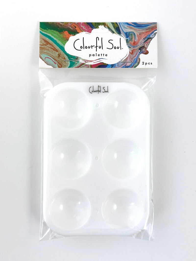 Paint palette in plastic packaging.
