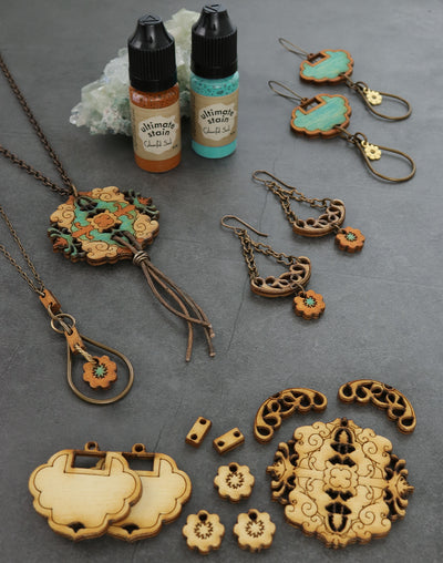 Wooden jewelry & CS stain bottles
