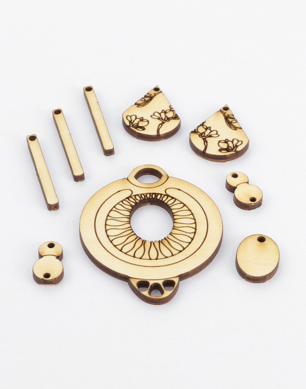 CSAHGG-007-A laser-cut wood jewelry components