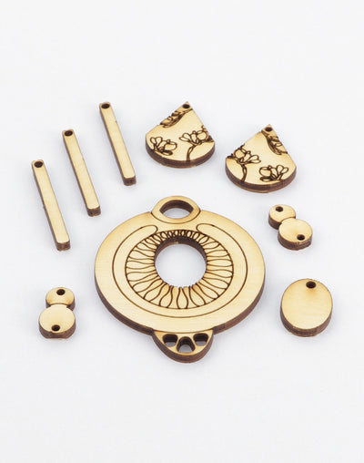 CSAHGG-007-A laser-cut wood jewelry components